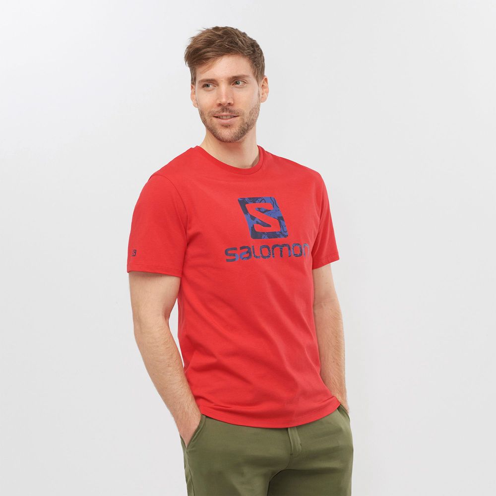 Salomon Israel OUTLIFE LOGO - Mens T shirts - Red (AIGH-96528)